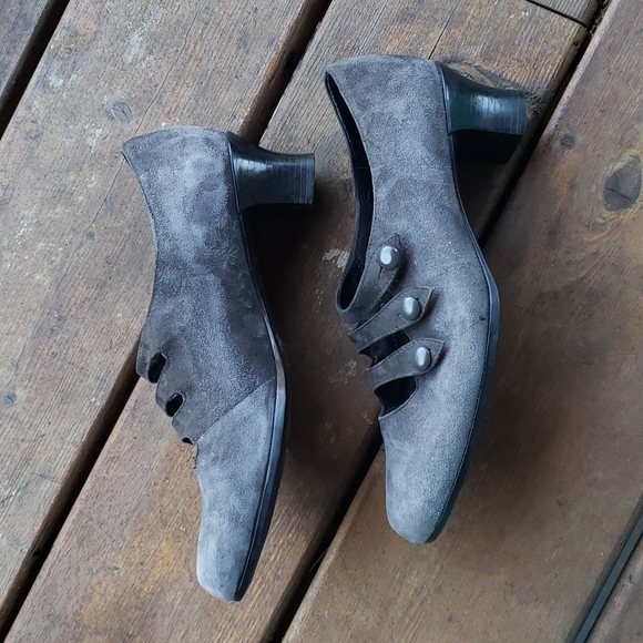 MUNRO Suede Mary Jane Pump Gray sz 7 Women's Retro Heels - Picture 4 of 9